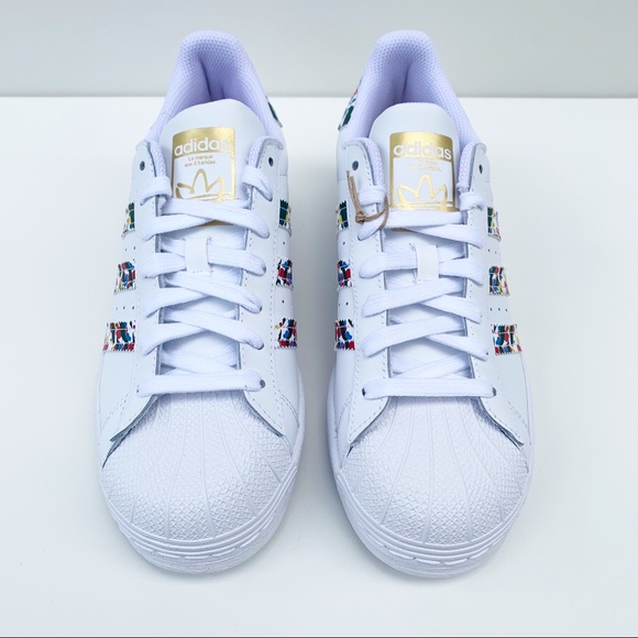 adidas SUPERSTAR SHOES Marble/Splash White/Gold - Picture 12 of 16